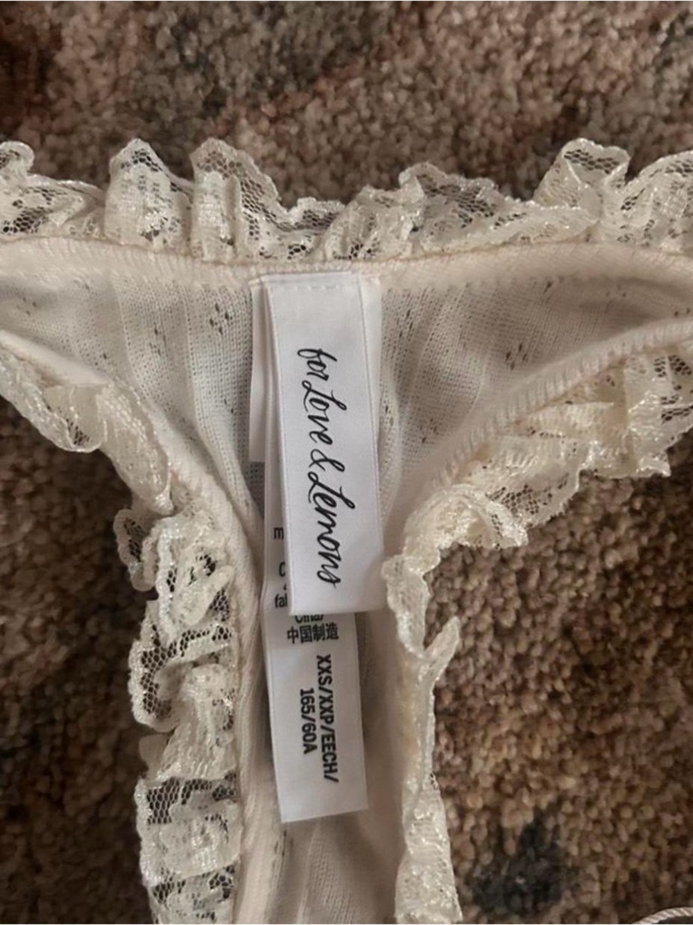 For Love And Lemons Ivory Ruffled Lace Coquette Thong xxs - Picture 3 of 3